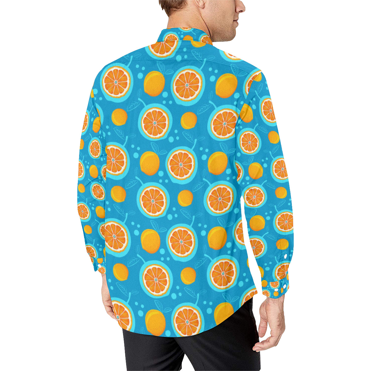 Grapefruit Pattern Print Design GF03 Men's Long Sleeve Shirt
