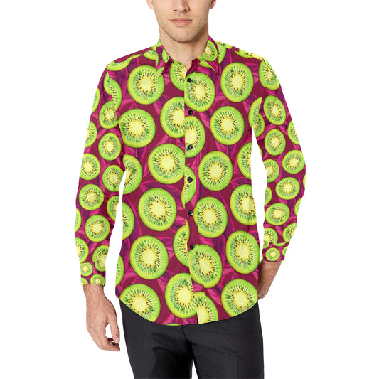 Kiwi Pattern Print Design KW05 Men's Long Sleeve Shirt