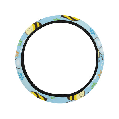 Bee Pattern Print Design BEE03 Steering Wheel Cover with Elastic Edge