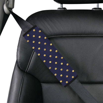 Polka Dot Gold Blue Pattern Print Design 02 Car Seat Belt Cover
