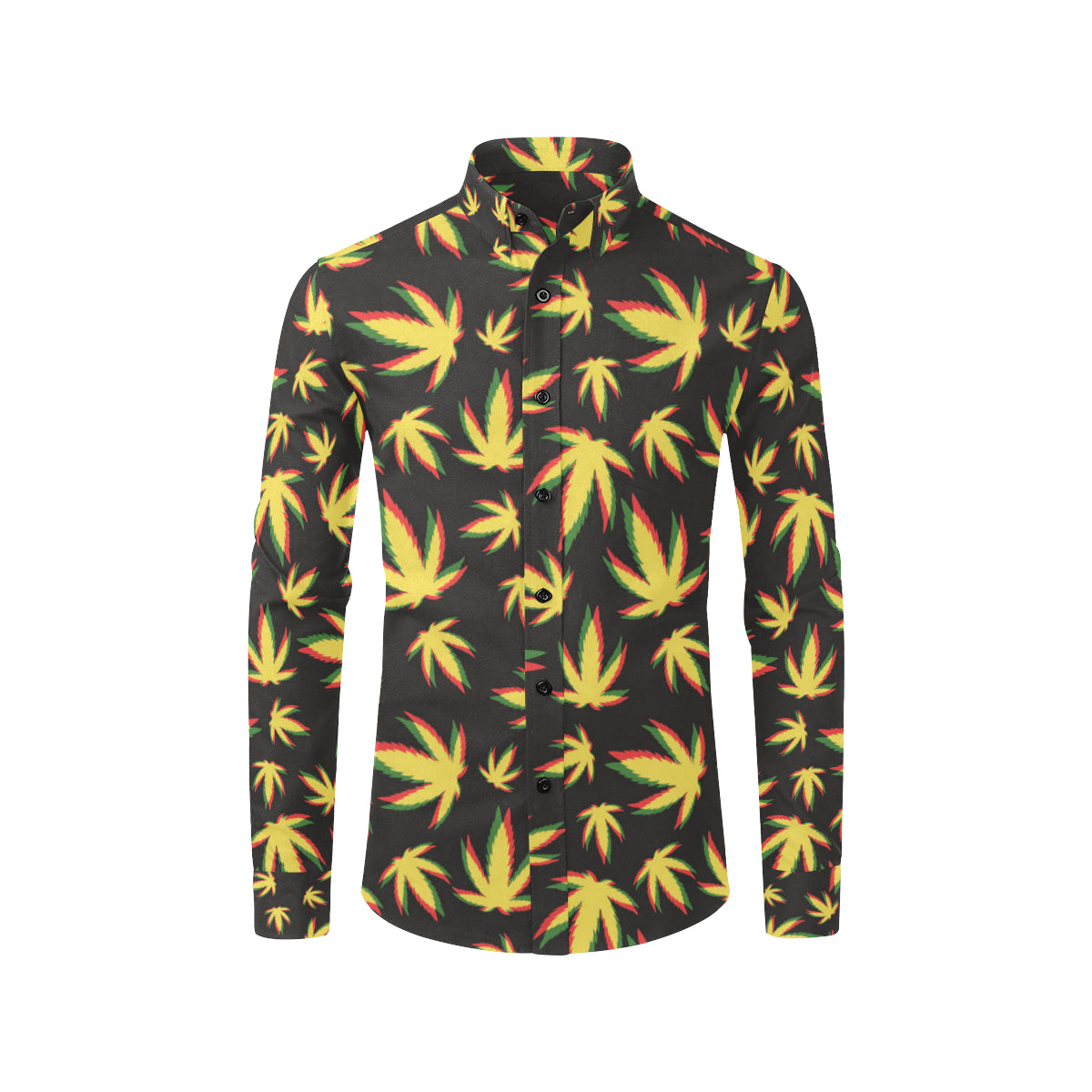 Pot Leaf Pattern Print Design A02 Men's Long Sleeve Shirt