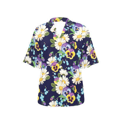 Pansy Pattern Print Design PS03 Women's Hawaiian Shirt