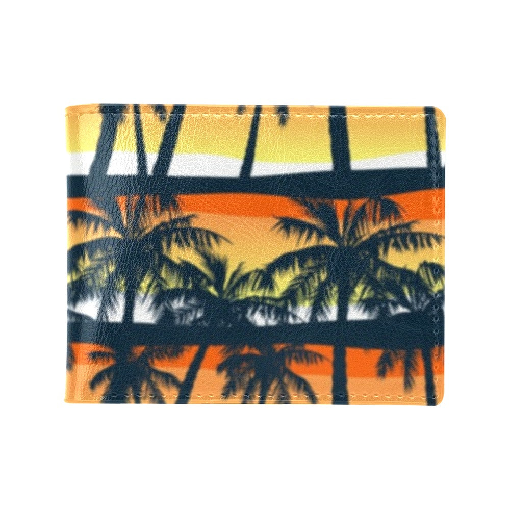 Palm Tree Sunset Design Print Men's ID Card Wallet