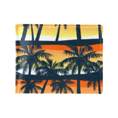 Palm Tree Sunset Design Print Men's ID Card Wallet