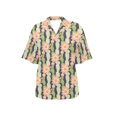 Cactus Pattern Print Design 01 Women's Hawaiian Shirt