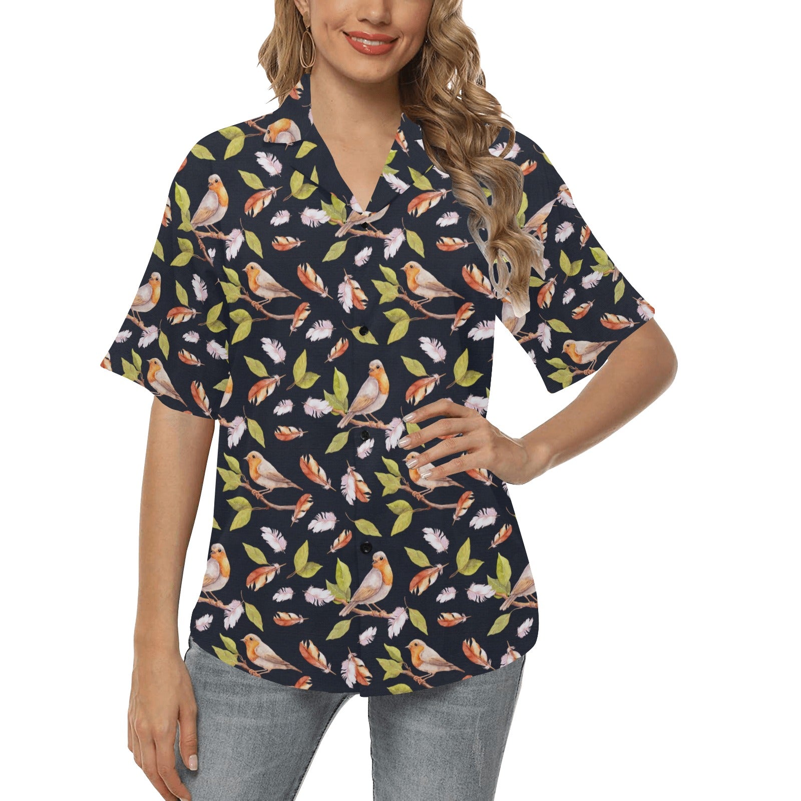 Birds Pattern Print Design 02 Women's Hawaiian Shirt