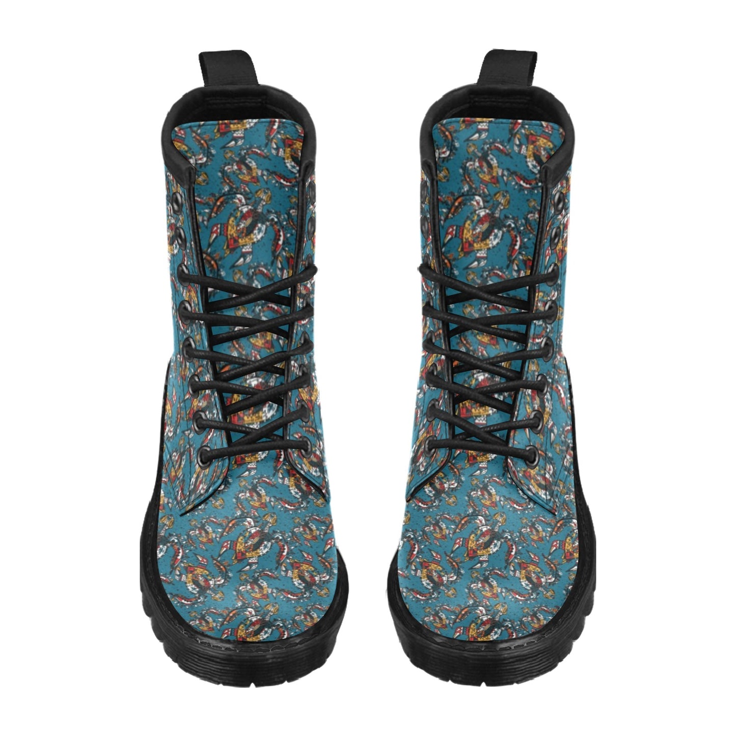 Sea Turtle Tribal Colorful Hand Drawn Women's Boots