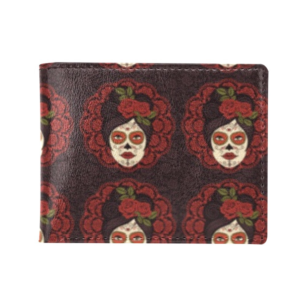 Day of the Dead Mexican Girl Men's ID Card Wallet