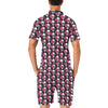 Pink Rose Skull Themed Print Men's Romper