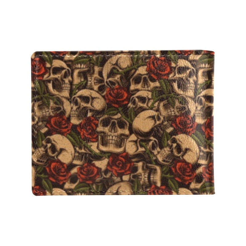 Skull Roses Vintage Design Themed Print Men's ID Card Wallet