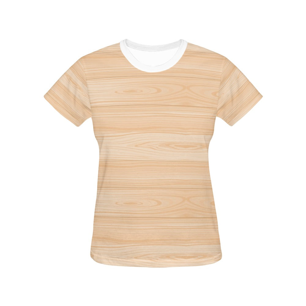 Wood Texture Print Design LKS302 Women's  T-shirt