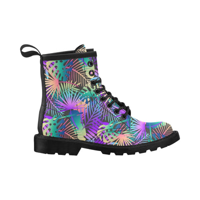 Neon Flower Tropical Palm Leaves Women's Boots