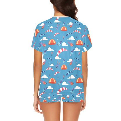 Skydiver Print Design LKS306 Women's Short Pajama Set