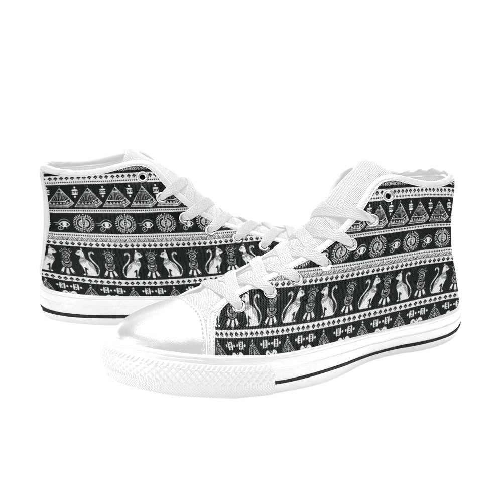 Tribal Pattern Print Design LKS305 High Top Women's White Shoes