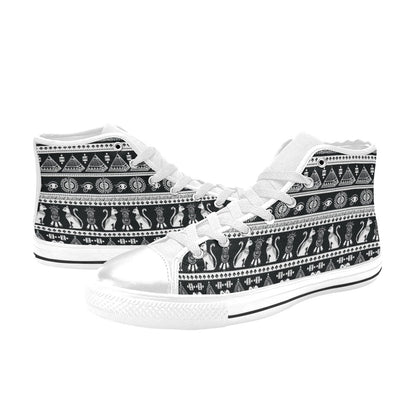 Tribal Pattern Print Design LKS305 High Top Women's White Shoes