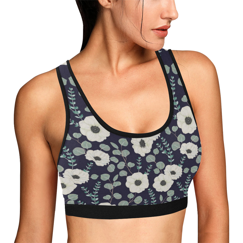 Anemone Pattern Print Design AM01 Sports Bra