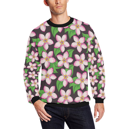 Pink Plumeria Pattern Print Design PM019 Men Long Sleeve Sweatshirt