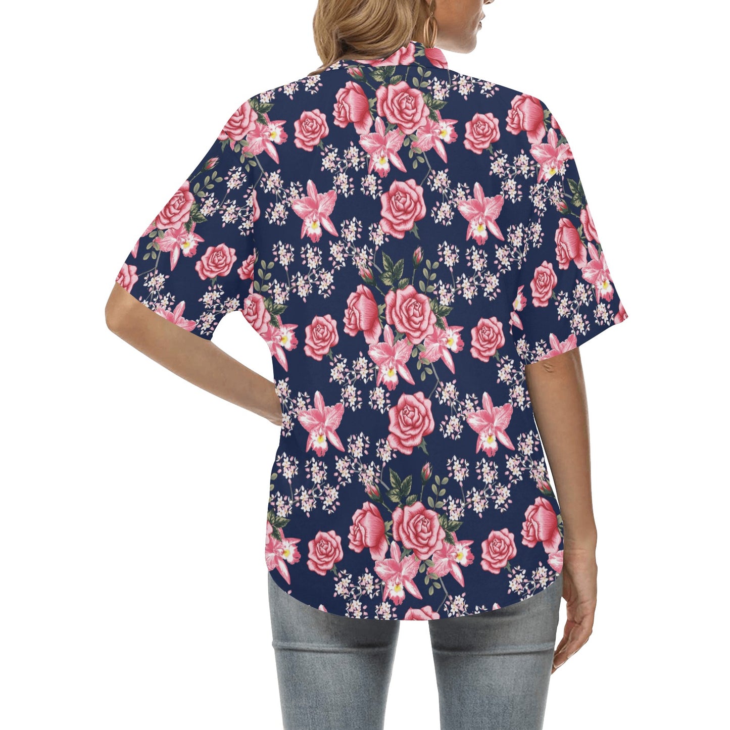 Rose Pattern Print Design A05 Women's Hawaiian Shirt