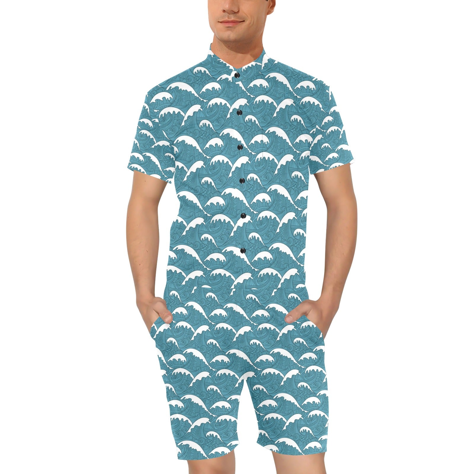 Surf Wave Tribal Design Men's Romper