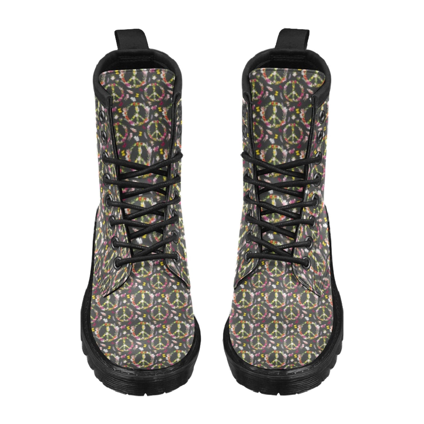 Peace Sign flowers Design Print Women's Boots