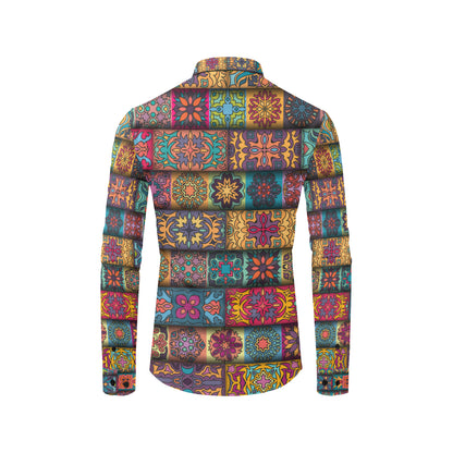 Mandala Style Design Print Men's Long Sleeve Shirt