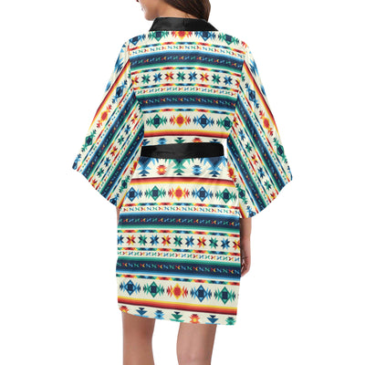 Aztec Pattern Print Design 02 Women's Short Kimono