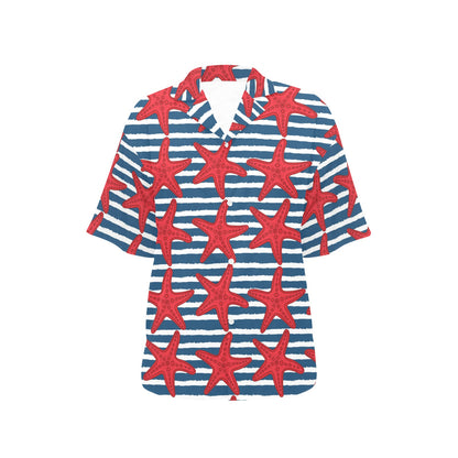 Starfish Red Pattern Print Design 02 Women's Hawaiian Shirt