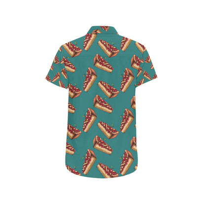 Cheesecake Cherry Pattern Print Design CK03 Men's Short Sleeve Button Up Shirt