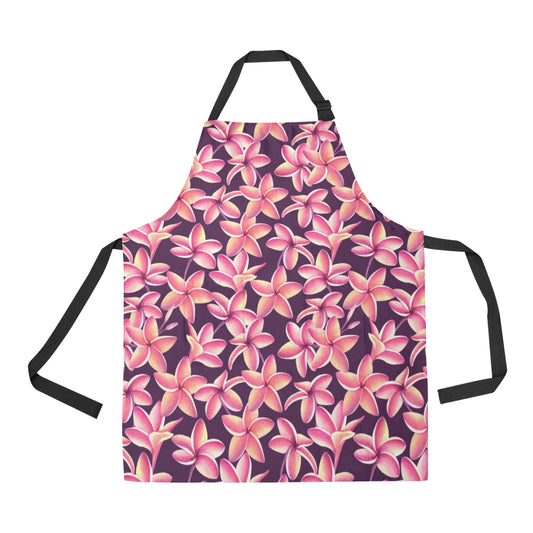 Purple Plumeria Pattern Print Design PM010 Apron with Pocket