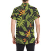 Bird Of Paradise Pattern Print Design BOP013 Men's Short Sleeve Button Up Shirt