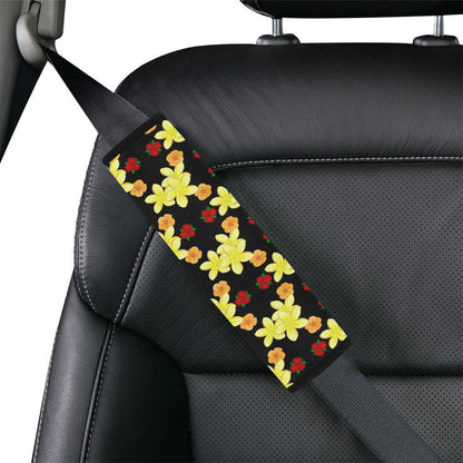 Yellow Plumeria Pattern Print Design PM04 Car Seat Belt Cover