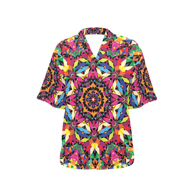 Kaleidoscope Pattern Print Design 02 Women's Hawaiian Shirt