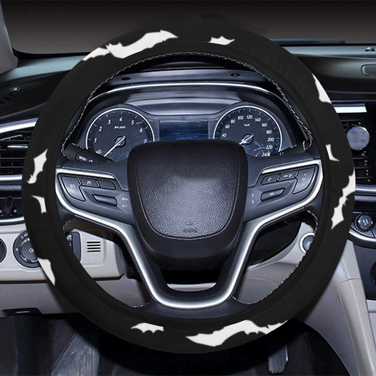 Bat Pattern Print Design 05 Steering Wheel Cover with Elastic Edge