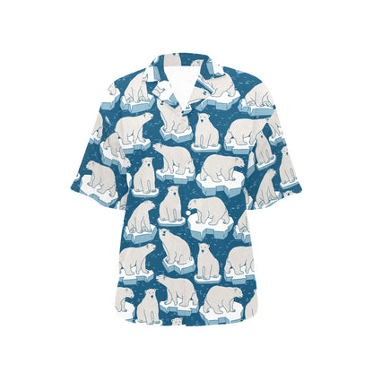 Polar Bear Pattern Print Design PB03 Women's Hawaiian Shirt