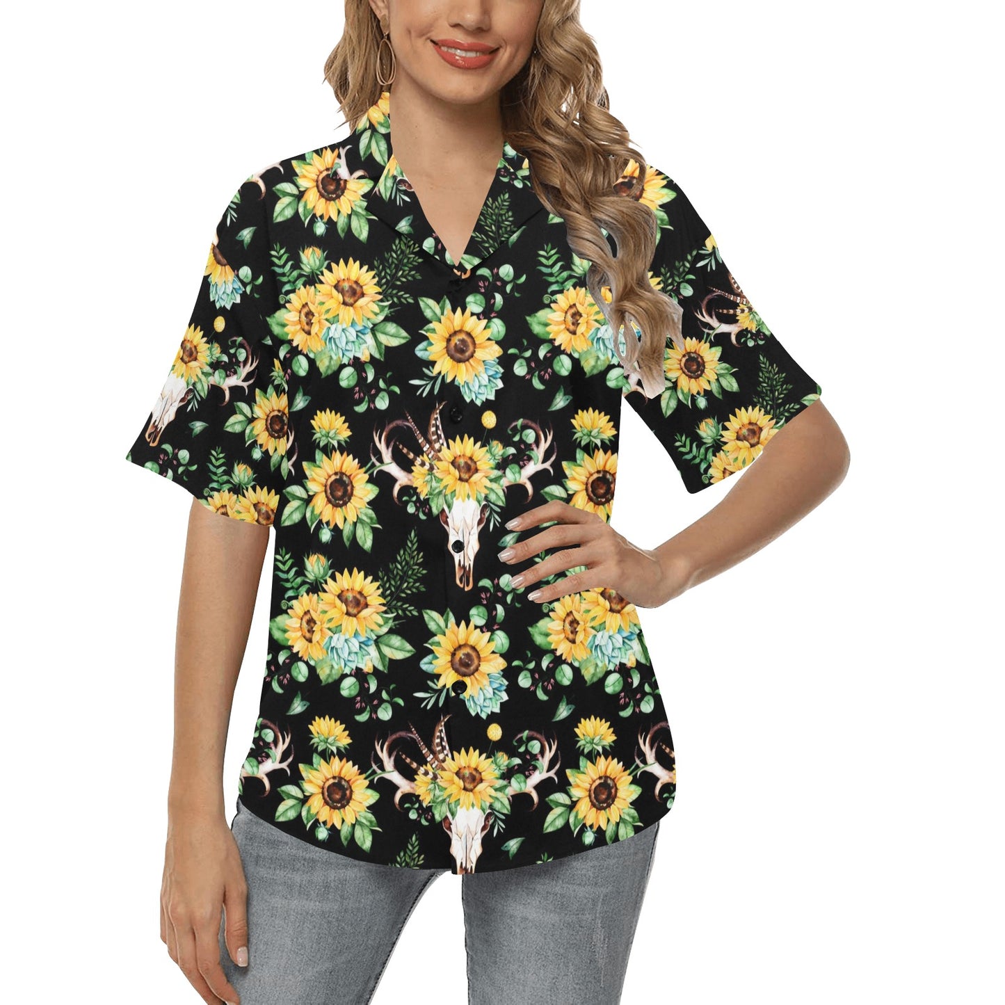 Sunflower Pattern Print Design SF08 Women's Hawaiian Shirt