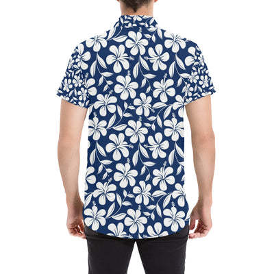 Hibiscus Pattern Print Design HB031 Men's Short Sleeve Button Up Shirt