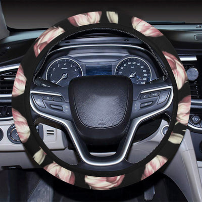 Tulip Pink Pattern Print Design TP02 Steering Wheel Cover with Elastic Edge