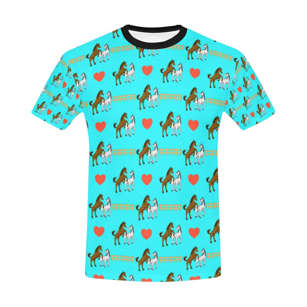 Horse Couple Love Print Design LKS309 Men's All Over Print T-shirt