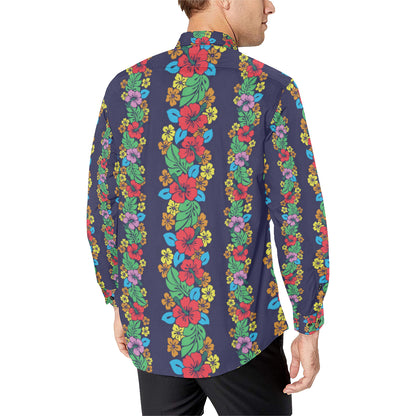 Hawaiian Themed Pattern Print Design H03 Men's Long Sleeve Shirt