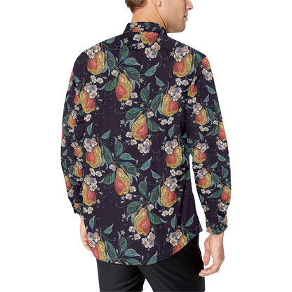 Pear Pattern Print Design PE02 Men's Long Sleeve Shirt