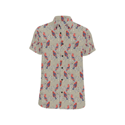 Birds Pattern Print Design 05 Men's Short Sleeve Button Up Shirt