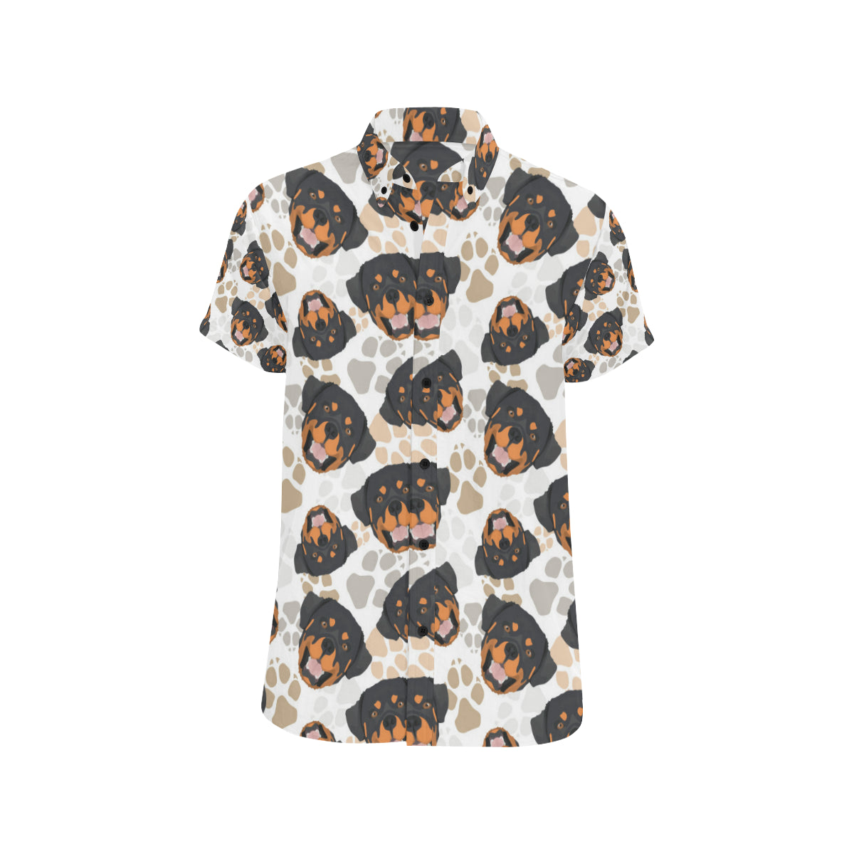 Rottweiler Pattern Print Design A03 Men's Short Sleeve Button Up Shirt