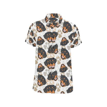 Rottweiler Pattern Print Design A03 Men's Short Sleeve Button Up Shirt