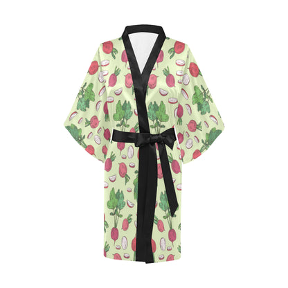 Radish Pattern Print Design A04 Women's Short Kimono