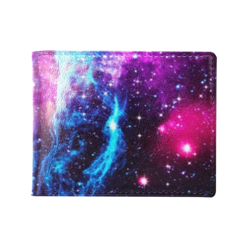 Galaxy Night Purple Space Print Men's ID Card Wallet