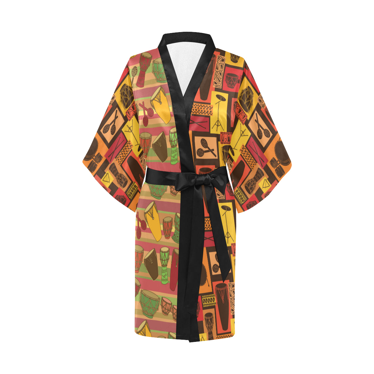 Percussion Pattern Print Design 01 Women's Short Kimono