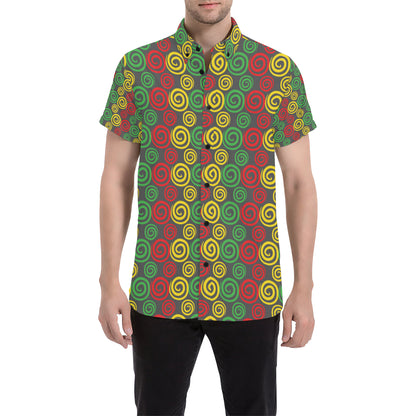 Rastafarian Pattern Print Design A05 Men's Short Sleeve Button Up Shirt