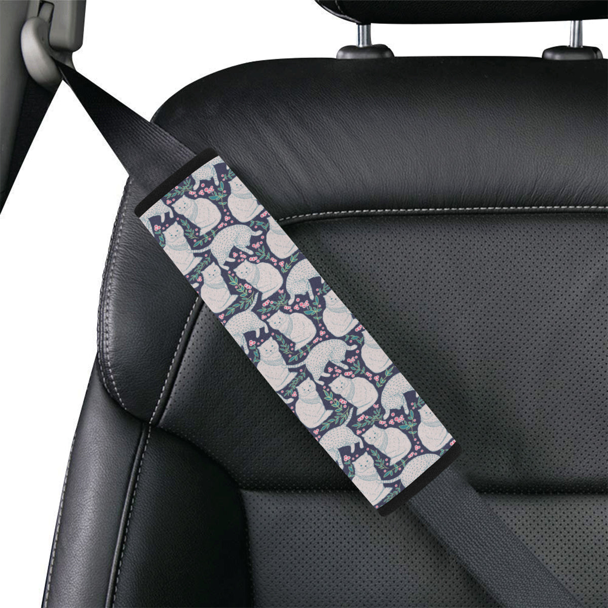 Cat Pattern Print Design 06 Car Seat Belt Cover