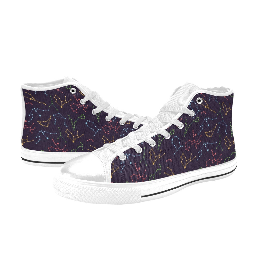 Zodiac Print Design LKS301 High Top Women's White Shoes