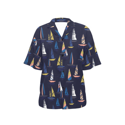 Sailing Ships Pattern Print Design A03 Women's Hawaiian Shirt